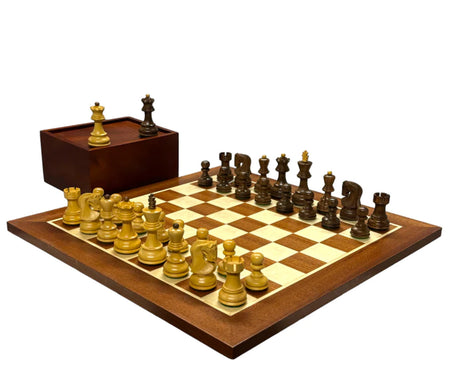 Zagreb Russian Acacia 3" Chess Pieces 15.75" Mahogany Board and Box -  CHESSMAZE STORE UK