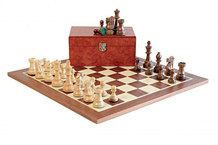 3.5" British Acacia Pieces 19" Mahogany Board & Chess Box -  CHESSMAZE STORE UK