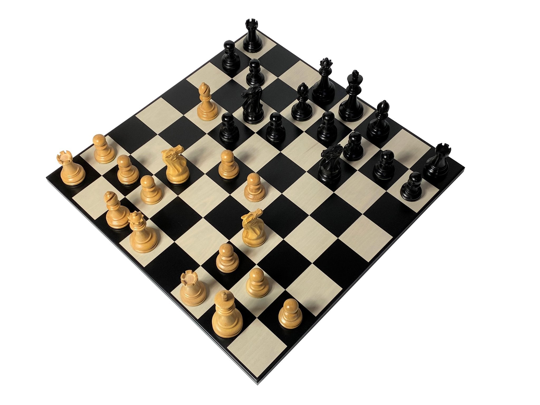 4" Winchester Black Pieces 18.5" Anegre Contemporary Board & Vinyl Box - CHESSMAZE STORE UK