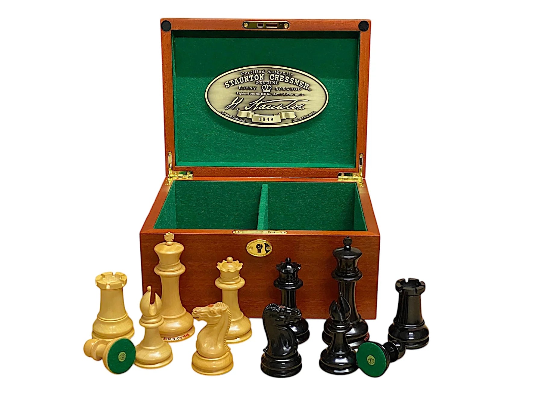 1849 Staunton Design Reproduction Chess Pieces with Mahogany Box