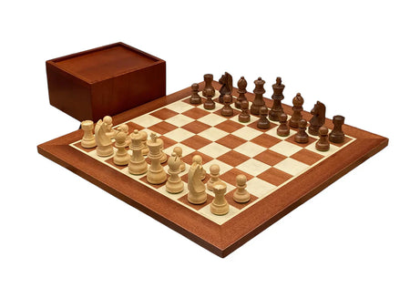 3" WB Acacia Classic Pieces 15.75" Mahogany Board & Slide Lid Box - CHESSMAZE STORE UK