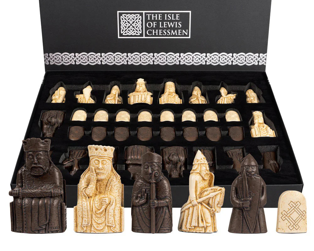 Isle of Lewis Chessmen & 19" Walnut Chess Board -  CHESSMAZE STORE UK 