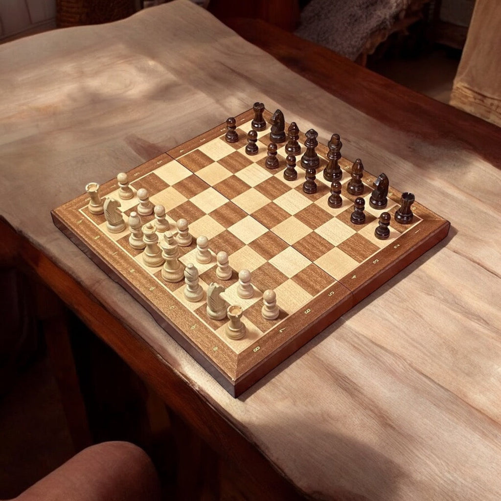 13 Inch Mahogany and Maple Magnetic Chess Set - CHESSMAZE STORE UK