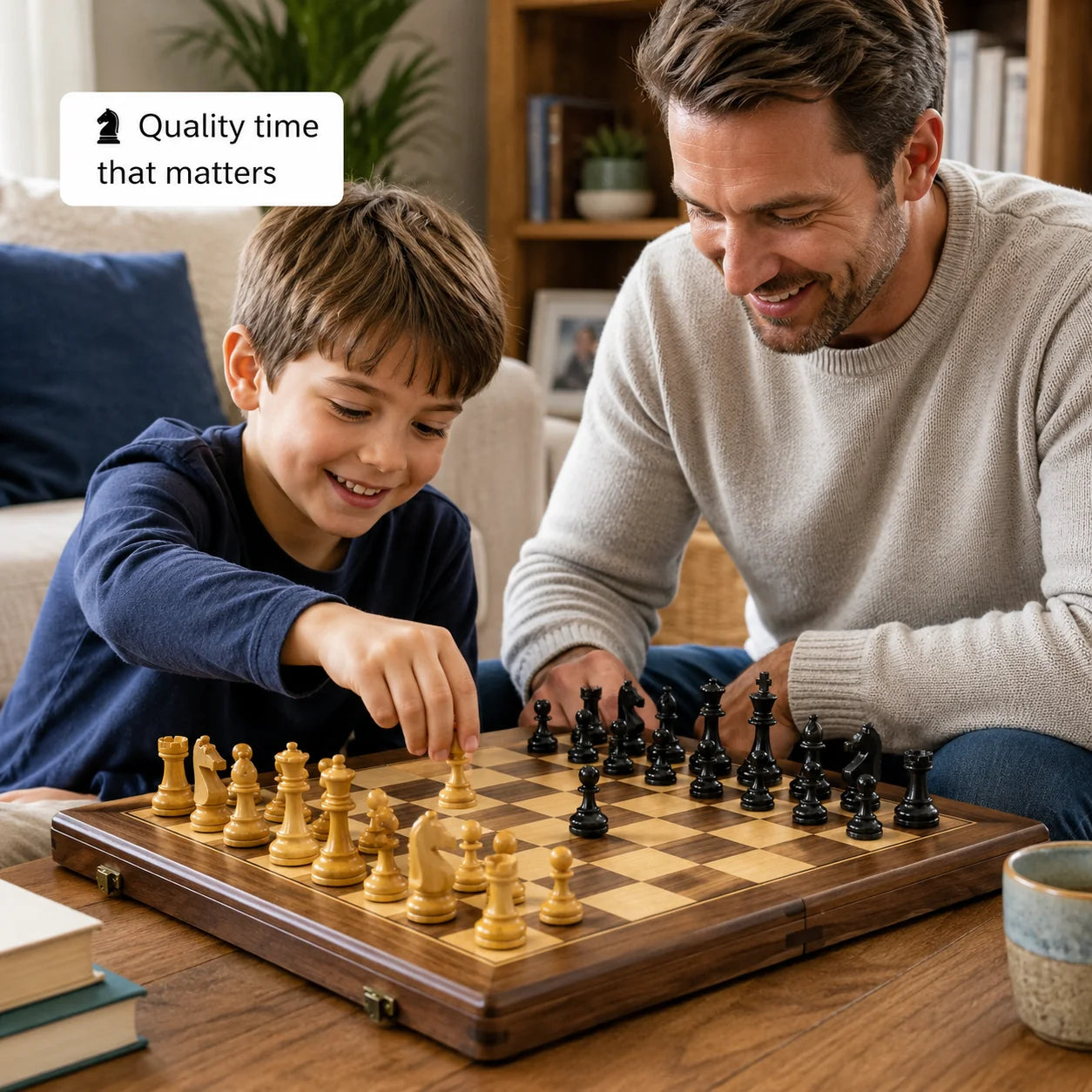 15 Inch Black Walnut Deluxe Folding Chess Set