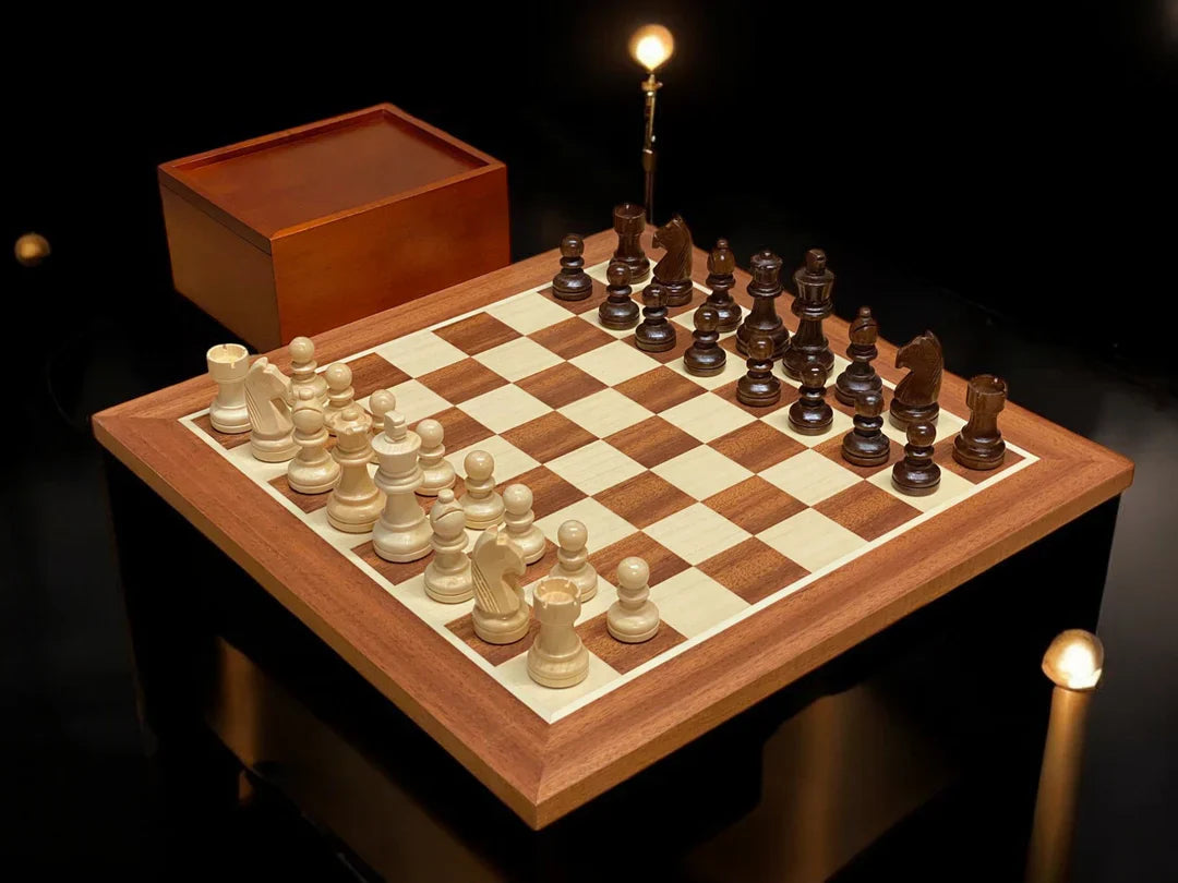 Grandmaster Mahogany Chess Set 15.75" , Slide Lid Box - CHESSMAZE STORE UK