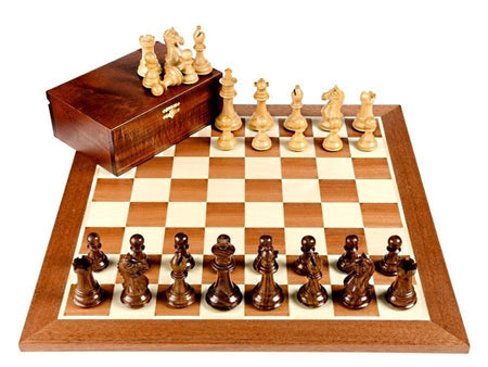 3.5" Fierce Knight Acacia Pieces 19" Mahogany Chess Set & Box -  CHESSMAZE STORE UK 