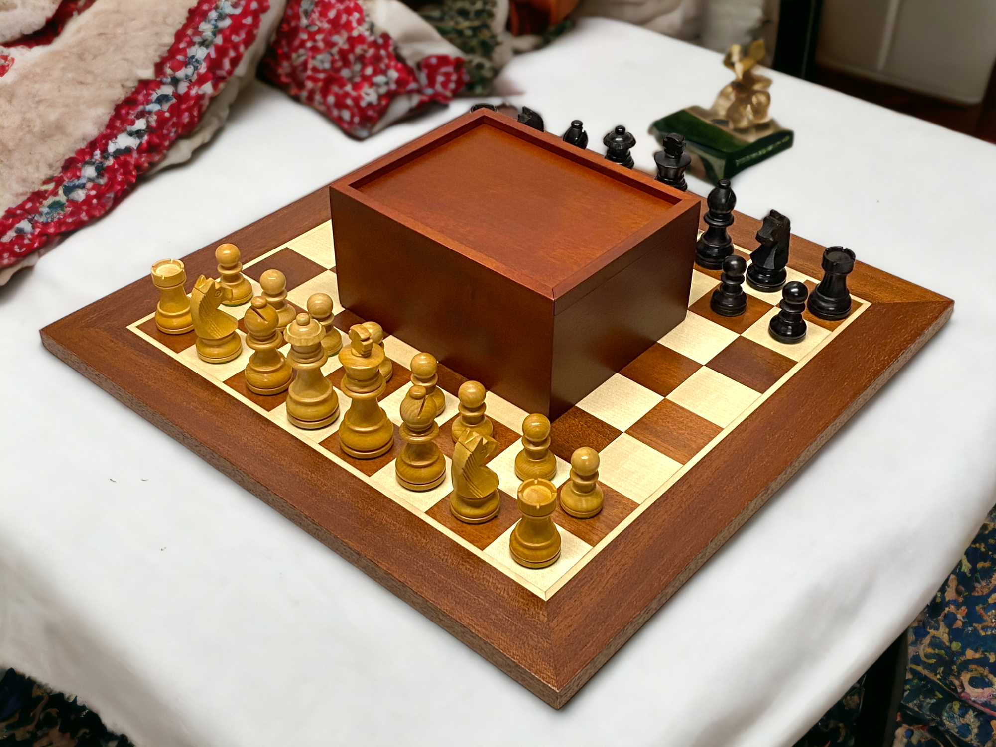 3" Classic Ebonized Chess Pieces 15.75" Wide Border Mahogany Board & Box -  CHESSMAZE STORE UK 