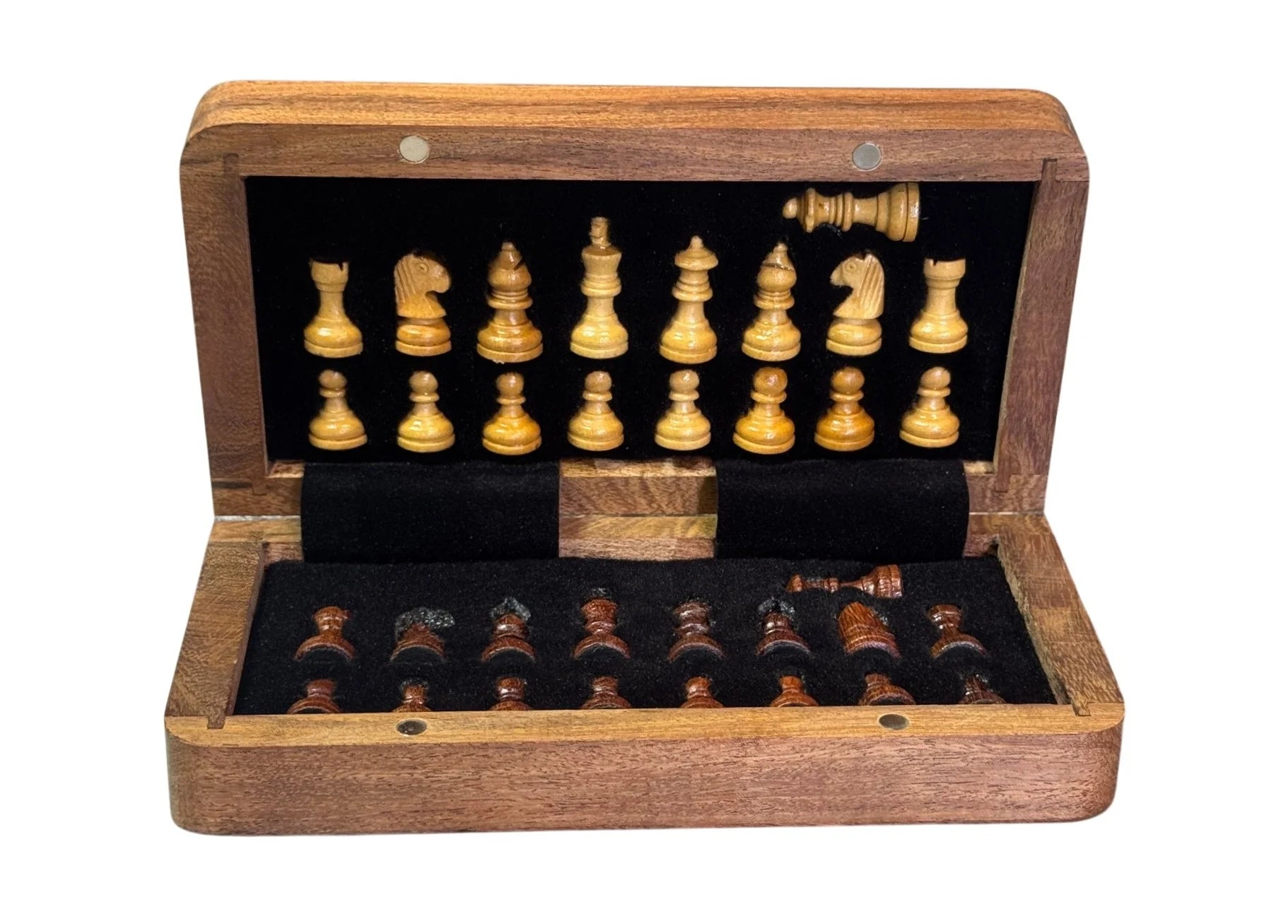 Solid Wooden 7" Handmade Magnetic Travel Chess Set