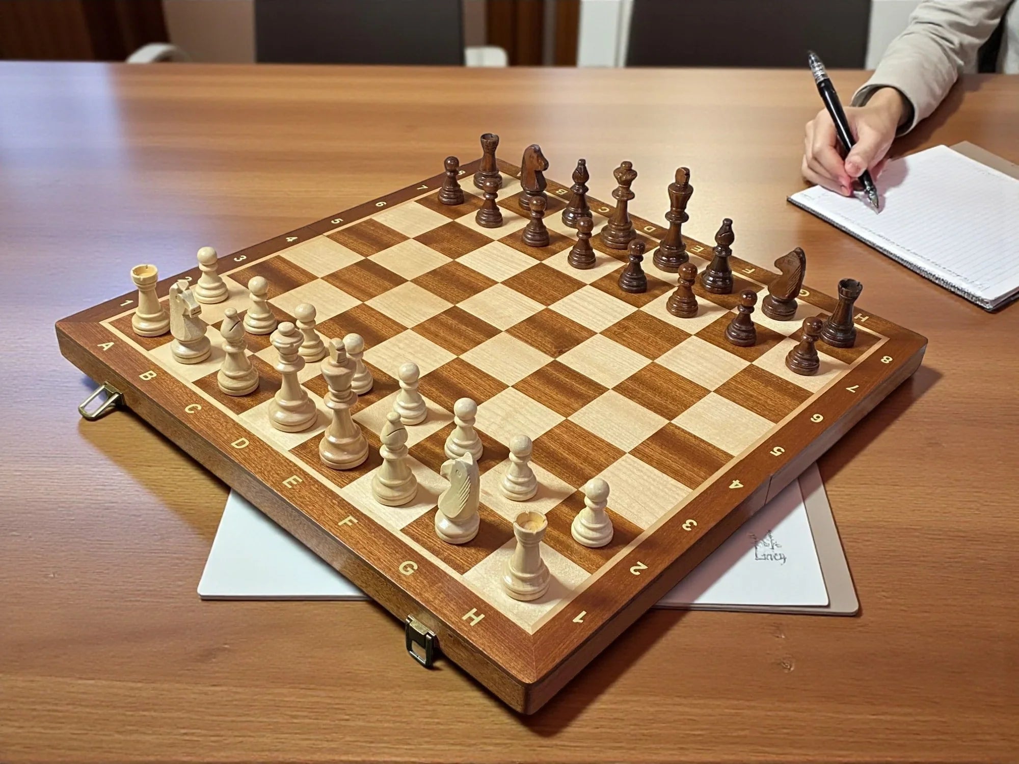 20 Inch Folding Tournament Sized Mahogany Chess Set