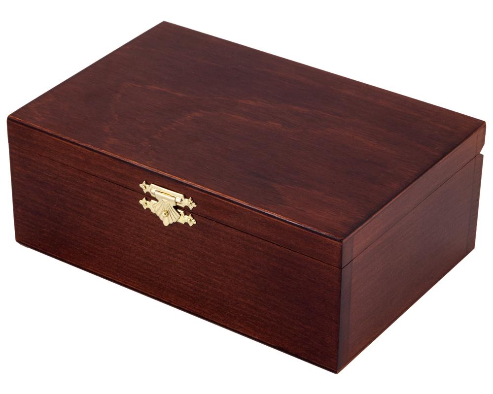 Economy Mahogany Stained Birch Wood Chess Box -  CHESSMAZE STORE UK 