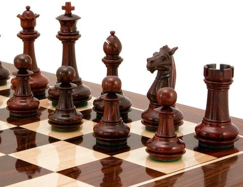 Duarte Templar Knight Padauk Chessmen -  CHESSMAZE STORE UK 